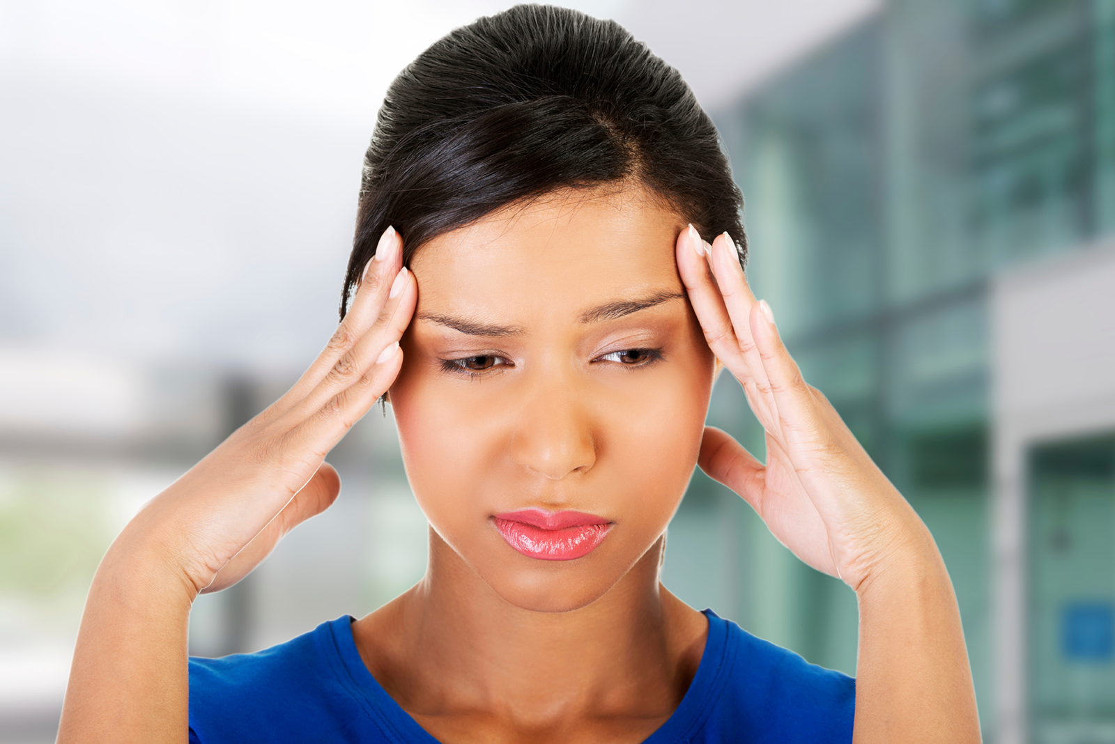 woman with a headache in Rocky Mount, North Carolina